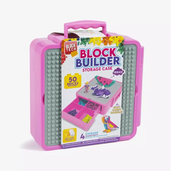 Block Tech 50 Building Blocks & Storage Case - Pink